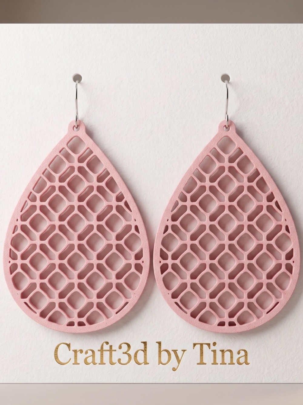 Pink Teardrop Lattice Earrings